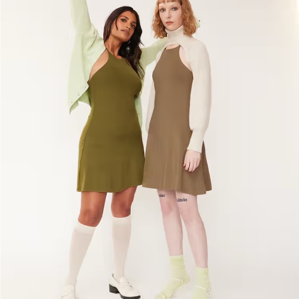 Girlfriend Collective active dress romper tan XL - Picture 1 of 5